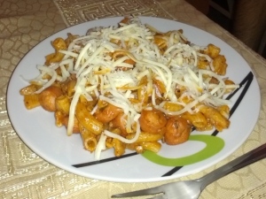 Paradicsomos, gombás tészta