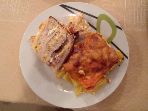 Sajtos, rakott csirkemell