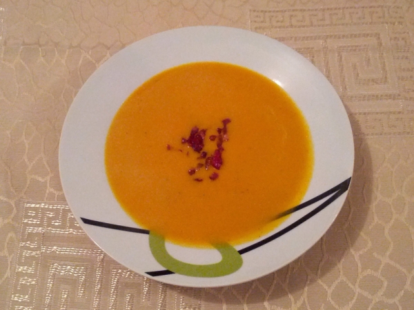 Sütőtök krémleves pirított baconnel